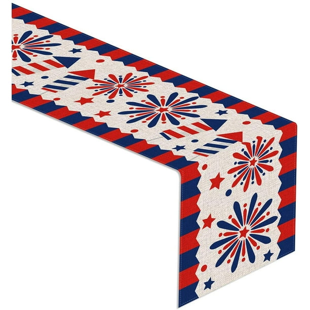 Linen Independence Day Table Runner Little Firecracker Fireworks Star Stripes Patriotic Baby Shower Dining Room Home Decoration Linen Independence Day Table Runner Little Firecracker Fireworks Star Stripes Patriotic Baby Shower Dining Room Home Decoration